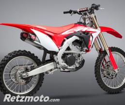 Ligne compl�te YOSHIMURA RS-9E inox/silencieux double inox/casquette carbone Honda CRF250R