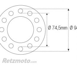 Douille � cr�neaux JMP pour colonne de direction �int.74,5mm/�ext.94mm 12 crans MV Agusta