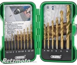 Bo�te de 15 forets DRAPER HSS titane 1 � 10mm
