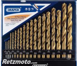 Bo�te de 19 forets DRAPER HSS titane 1 � 10mm