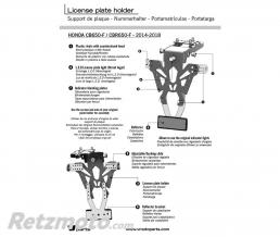 Support de plaque V PARTS noir Honda CB650F