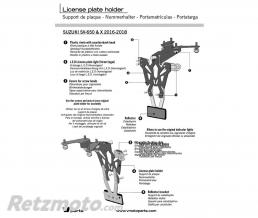 Support de plaque V PARTS noir Suzuki SV650X