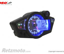 Compteur de vitesse KOSO RX1N+ GP Style II multifonctions fond noir universel