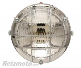 PHARE-PROJECTEUR CYCLO ADAPTABLE PEUGEOT-MBK ROND CHROME AVEC GRILLE (BA20d) 