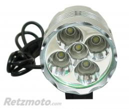 ECLAIRAGE VELO A BATTERIE AVANT PRO-3000 SUR CINTRE P2R 5 LED 3000 LUMENS 3 MODES (AUTONOMIE 2H-4H, BATTERIE EXTERNE, LIVRE AVEC MULTI SUPPORTS) (KIT) NOIR