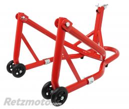 BEQUILLE STAND MOTO AV FIXATION SOUS TE DE FOURCHE ACIER ROUGE
