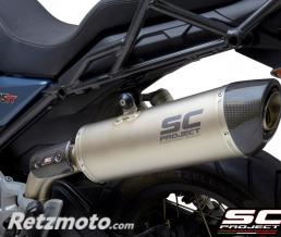 Silencieux Oval SC PROJECT Carbone MOTO GUZZI V85TT embout fibre de carbone