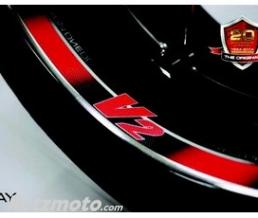 Kit d�co de 8 stickers Fluorescent Jantes AV+AR V2 Rouge