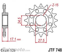 Pignon 15 dents 520 Ducati 899/1199/1299-JTF748.15