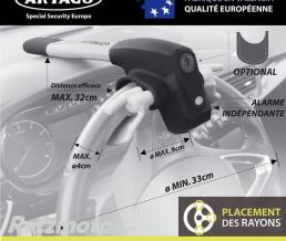 Antivol Voiture Artago 870 Canne de Volant alarme Intelligente 120 DB