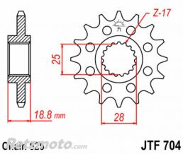 JT SPROCKETS Pignon JT SPROCKETS 16 dents acier standard 704 - 525