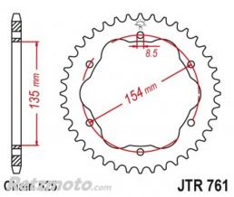 JT SPROCKETS Couronne JT SPROCKETS acier standard 761 - 525 - N�cessite un porte couronne JT SPROCKETS