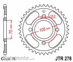 JT SPROCKETS Couronne JT SPROCKETS acier standard 278 - 530