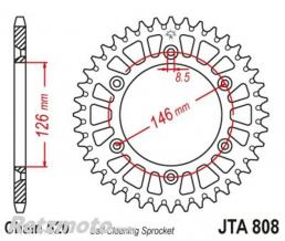 JT SPROCKETS Couronne JT SPROCKETS aluminium ultra-light anti-boue 808 - 520