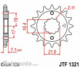 JT SPROCKETS Pignon 14 dents JT SPROCKETS acier standard 1321 - 520