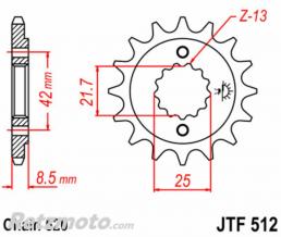 JT SPROCKETS Pignon 16 dents JT SPROCKETS acier standard 512 - 520