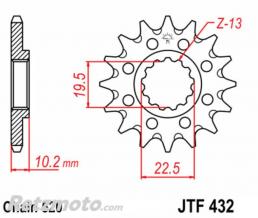 JT SPROCKETS Pignon 14 Dents JT SPROCKETS acier Beta Alp 432 - 520
