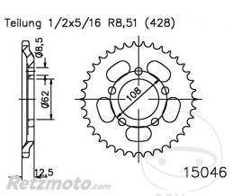JT SPROCKETS Couronne 49 Dents Pas 428