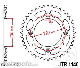 JT SPROCKETS Couronne 54 Dents Pas 428