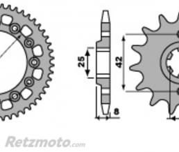 Kit cha�ne Honda XL250R DID 520VX 14/44 renforc�e (couronne standard)