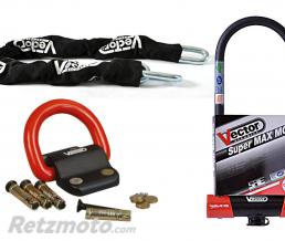 Kit antivol Vector cha�ne 1,30m + antivol U Super MAX MC XXXL + Fixation Compac Blok
