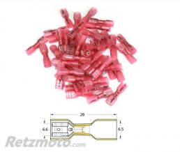 Bout � bout femelle plat � sertir thermo-r�tractable BIHR �0,5mm�/1,5mm� - 50pcs transparent rouge