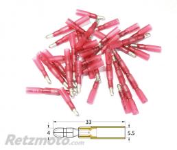Bout � bout m�le rond � sertir thermo-r�tractable BIHR �0,5mm�/1,5mm� - 50pcs transparent rouge