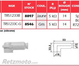 Anti-parasite NGK TRS1233B Racing jaune pour bougie avec olive
