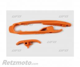 Kit patin de bras oscillant + patin de cha�ne inf�rieur UFO orange KTM
