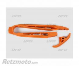 Kit patin de bras oscillant + patin de cha�ne inf�rieur UFO orange KTM