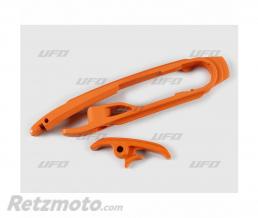Kit patin de bras oscillant + patin de cha�ne inf�rieur UFO orange KTM