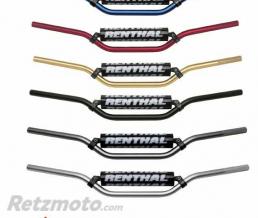 Guidon �22,2mm avec barre RENTHAL Classic Ricky Carmichael noir/mousse noire Honda/HM