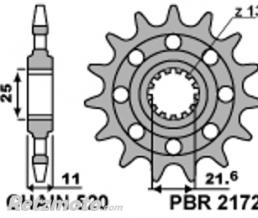 Pignon PBR 14 dents acier standard pas 520 type 2172 Yamaha R6