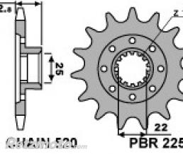 Pignon PBR 17 dents acier type 2252 pas 520 MV Agusta F3
