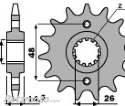 Pignon PBR 16 dents acier type 2047 pas 525 Honda