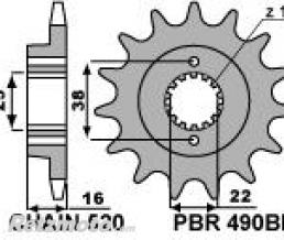 Pignon PBR 15 dents acier standard pas 520 type 490BL