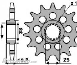 Pignon PBR 16 dents acier anti-bruit pas 525 type 2178