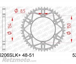 Couronne AFAM 50 dents acier ultra-light pas 520 type 16206SLK