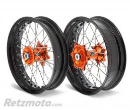 ART Kit roues compl�tes avant + arri�re ART SM 17x3,50/17x4,50 jante noir/moyeu orange KTM