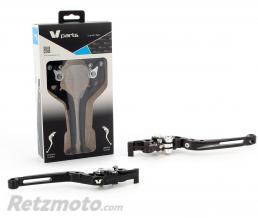 V-PARTS Leviers V-PARTS repliables 177mm taill� masse noir/visserie alu avec adaptateurs par paire Ducati